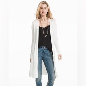 WHBM White long sleeve duster with POCKETS